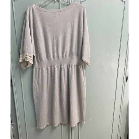 Spense Woman Gray Knit Sweater Dress Size 1X Lace Trim Sleeve Minimalist Casual - Picture 4 of 4